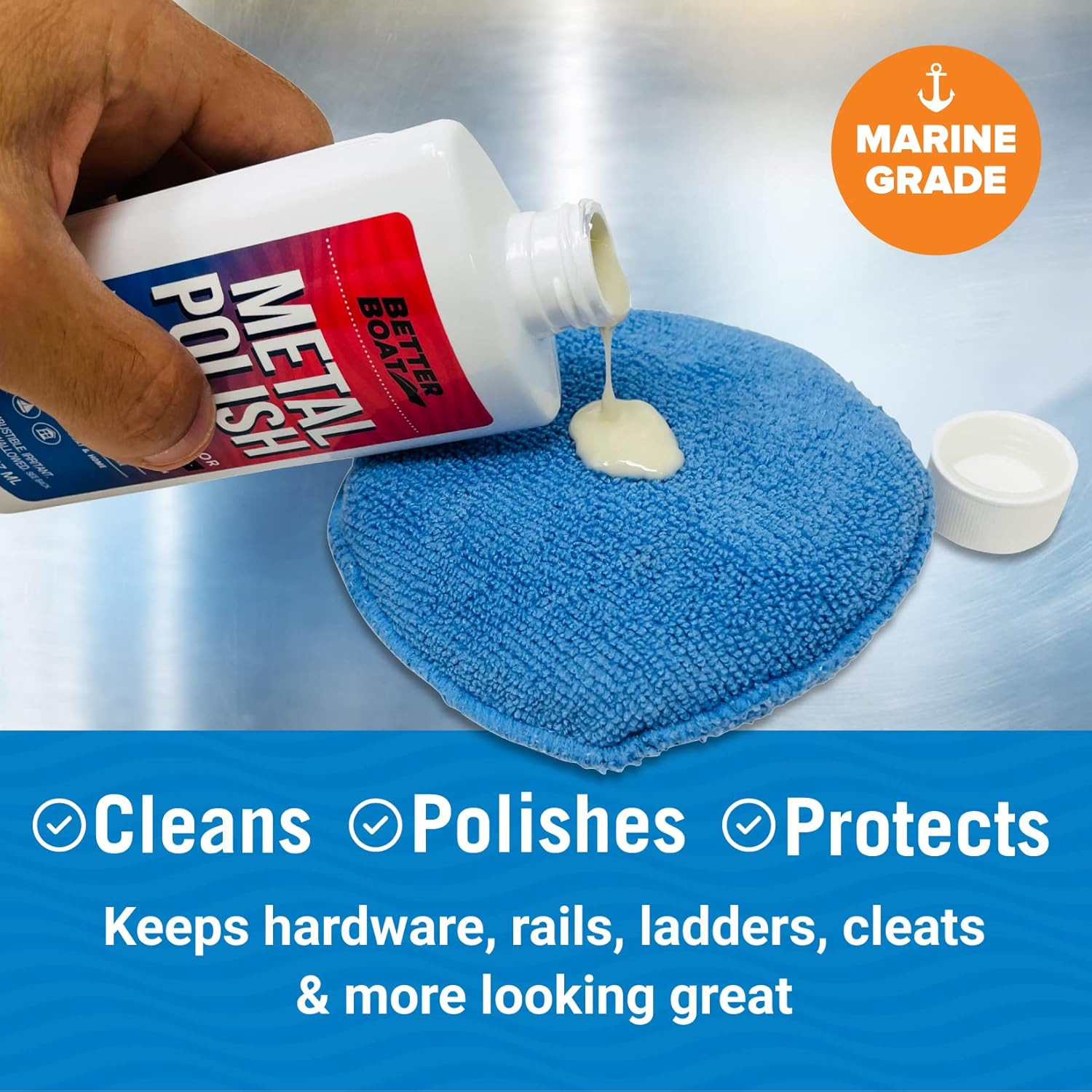 Better Boat Metal Polish Cleaner and Chrome Marine Grade for Boats Cars Aluminum