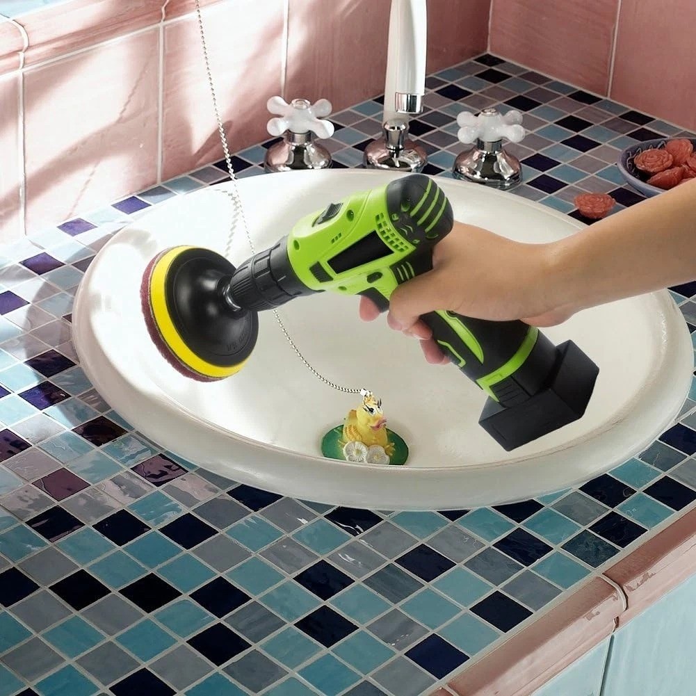 4-Inch Heavy Duty Tile Scrubber for Cordless Drill – Efficient Cleaning Solution