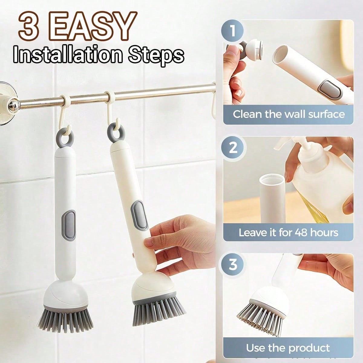 Dish Brush – Dish Brush with Detergent Dispenser – Adjustable Angle & Rotating