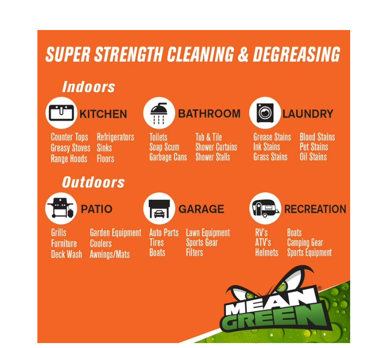 Mean Green Super Strength Cleaner & Degreaser Concentrated Formula, 1 gal, 2pack