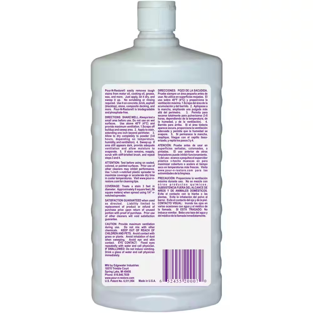 Oil Stain Remover Pour-N-Restore No scrubbing 32oz