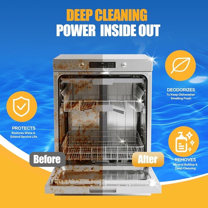 Dishwasher Cleaner Tablets Deep Clean Deodorizer 32 Count Fresh Lemon Scent New