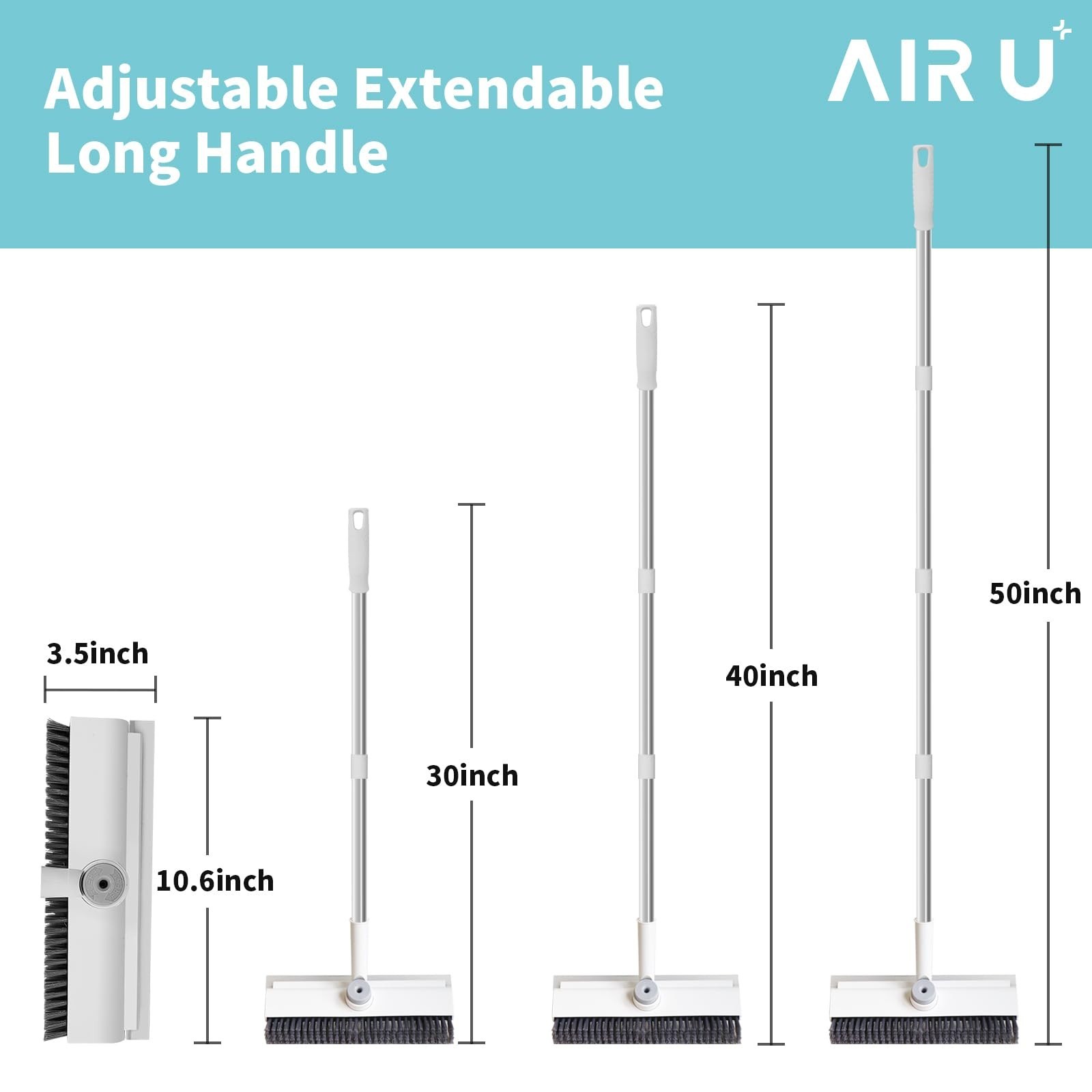 Heavy-Duty Floor Scrub Brush with Long Handle – 3 in 1 Stiff Bristle Cleaner, 2