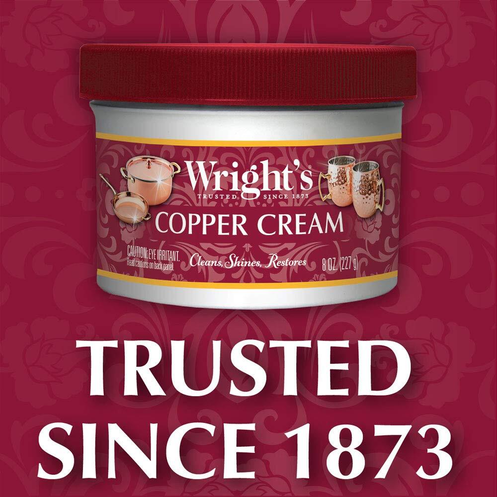 Wright’s Copper and Brass Cream Cleaner 8 Ounce Gently Cleans & Removes Tarnish