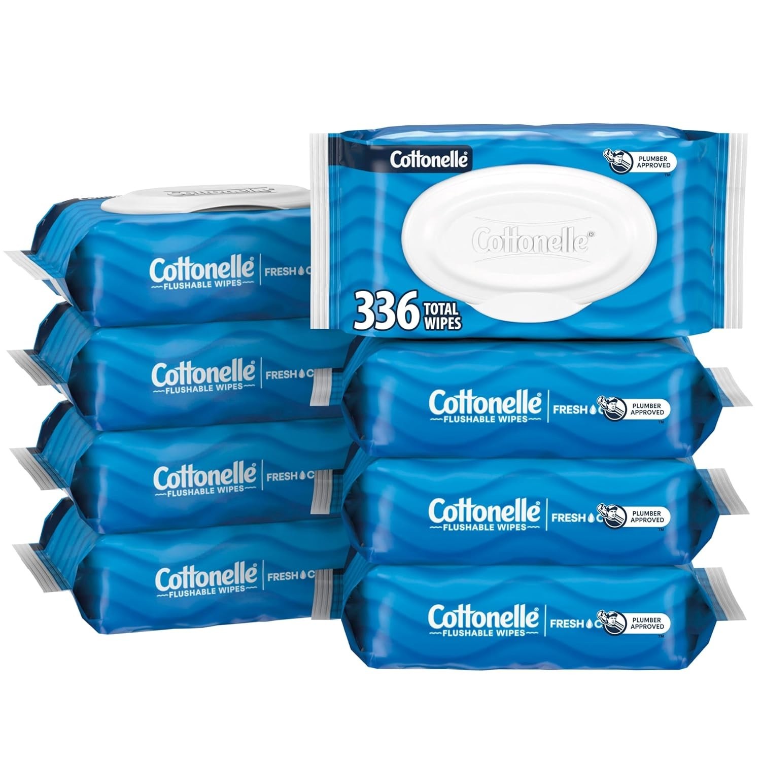 Ultra Clean Cottonelle Flushable Wipes – 8 Flip-Top Packs, Unscented Comfort