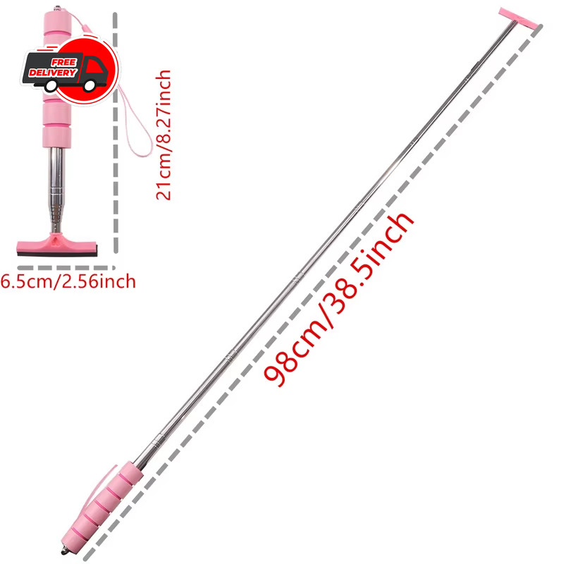 Car Rearview Mirror Wiper Telescopic Cleaning Brush Stainless Steel Retractable