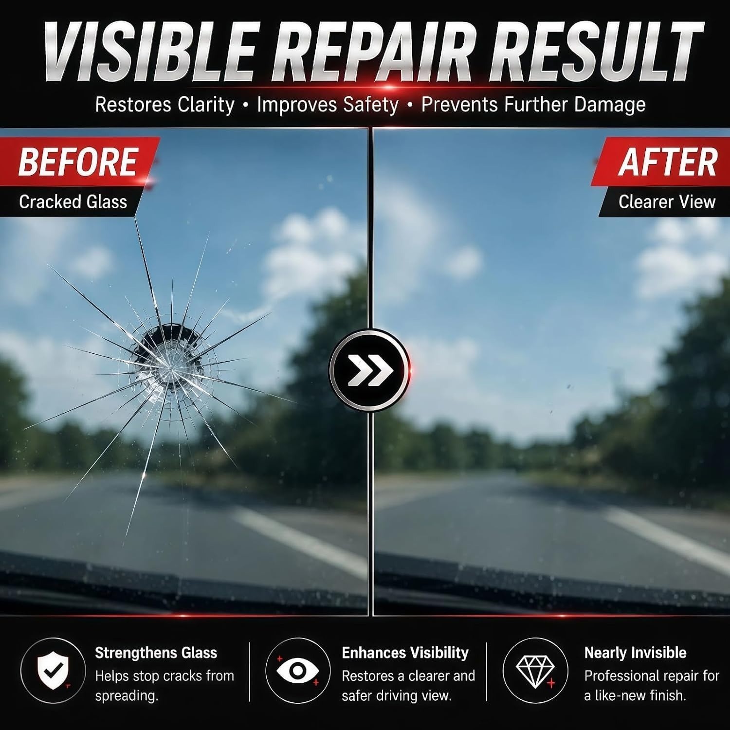 ZIXCARE Windshield Chip Repair Kit – Auto Glass Repair for Cracks