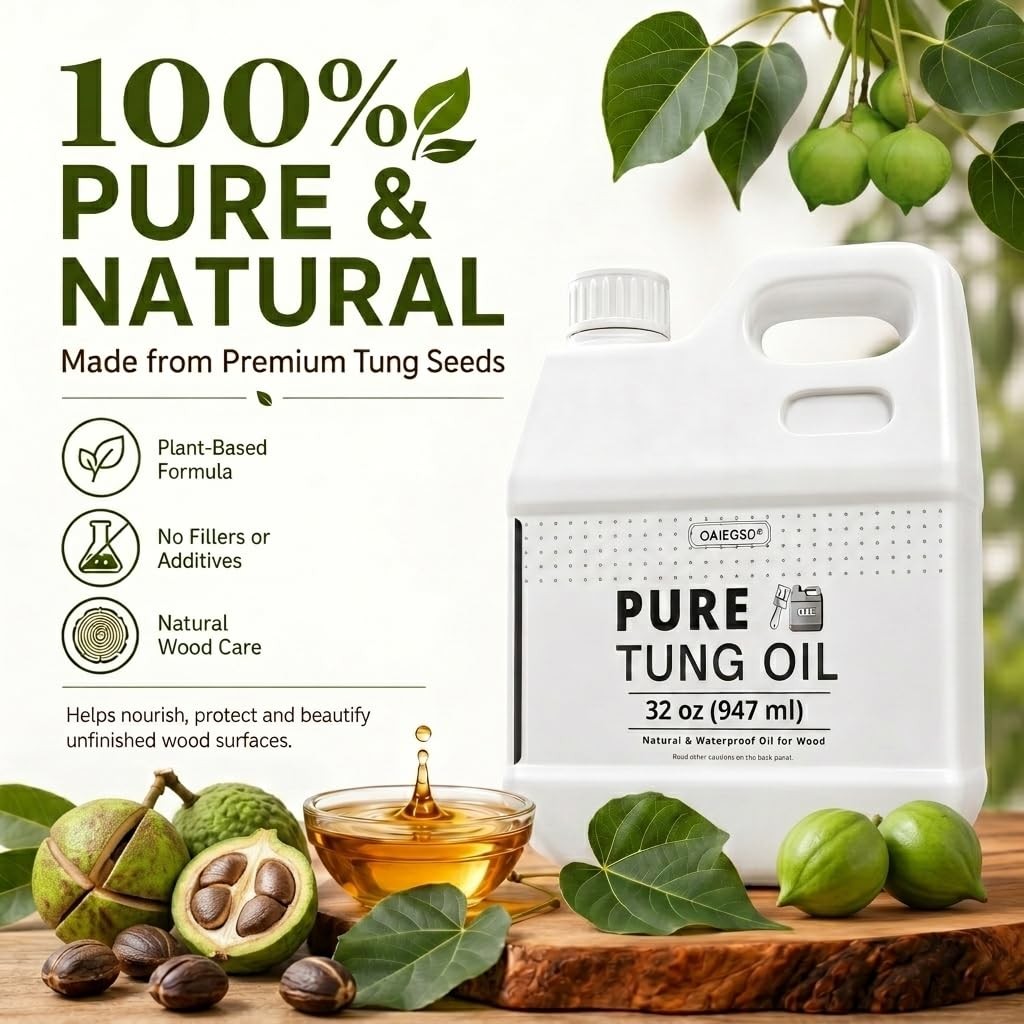OAIEGSD 32 oz 100% Pure Tung Oil for Wood, Safe Food Grade Tung Oil for Wood …