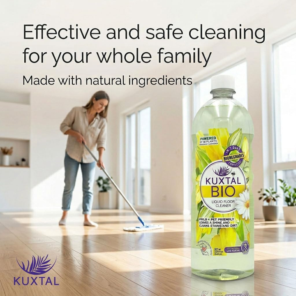 KUXTAL Natural Floor Cleaner, Pet Safe, Multi Surface Floor Cleaner, Biodegradab
