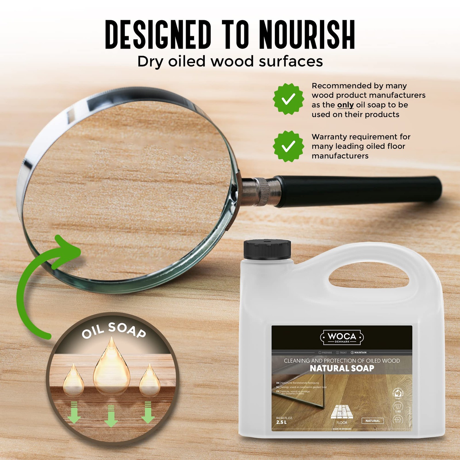 Natural Plant Based Wood Floor Cleaner 33.81 Fl Oz Safe for Oiled Surfaces
