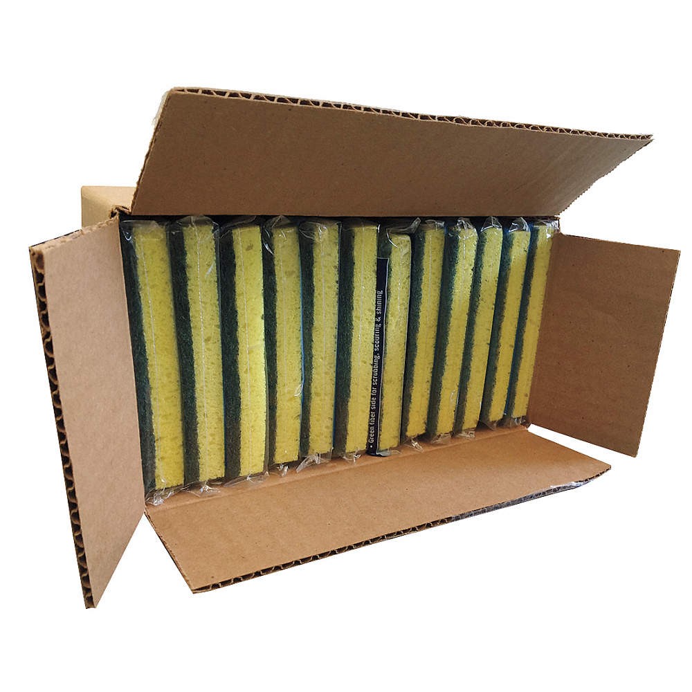 ABILITY ONE 7920-01-463-2977 Scrubber,4 3/4 in L,Green/Yellow,PK12 32TL67