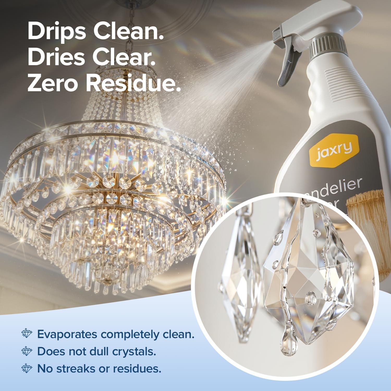 Jaxry Professional Crystal Chandelier Cleaner Drip Dry 32 Fl Oz (Pack of 1)