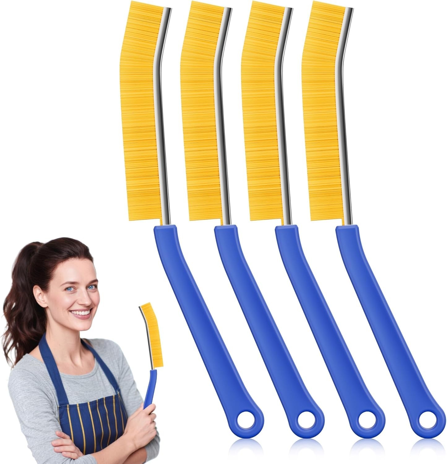 4 Pack Crevice Cleaning Brush Hard Bristle Grout Brush House Cleaning Supplies