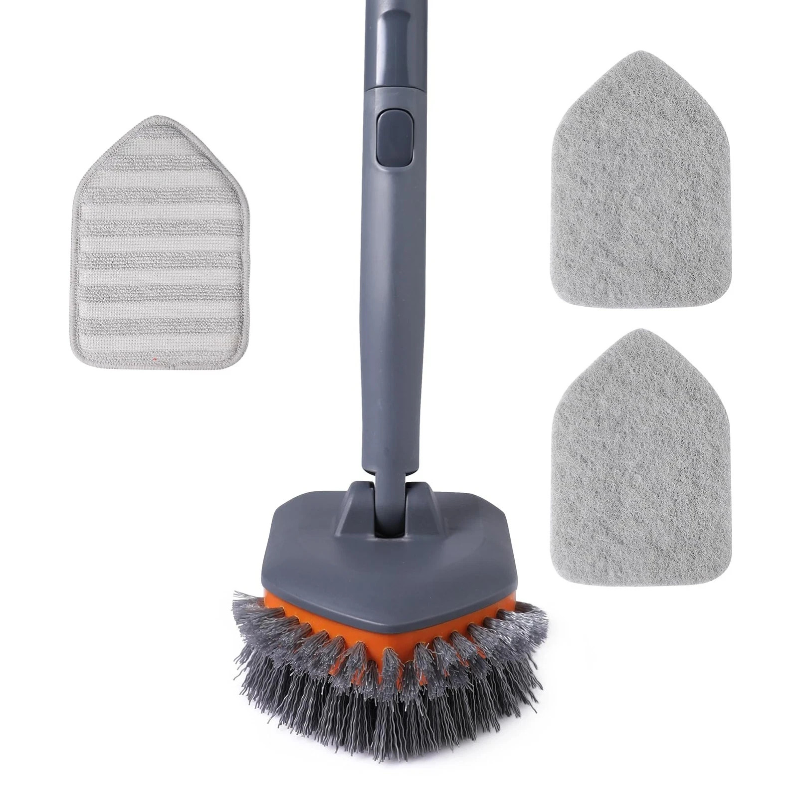 Tub Tile Scrubber Brush with 3 Different Function Cleaning Pads and 56″ Exten…