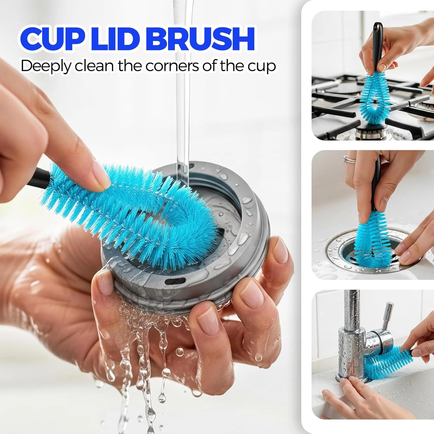 6 Pack Bottle Brush Set, 14.5″ Long Handle Stainless Steel Bottle Cleaner Brush,
