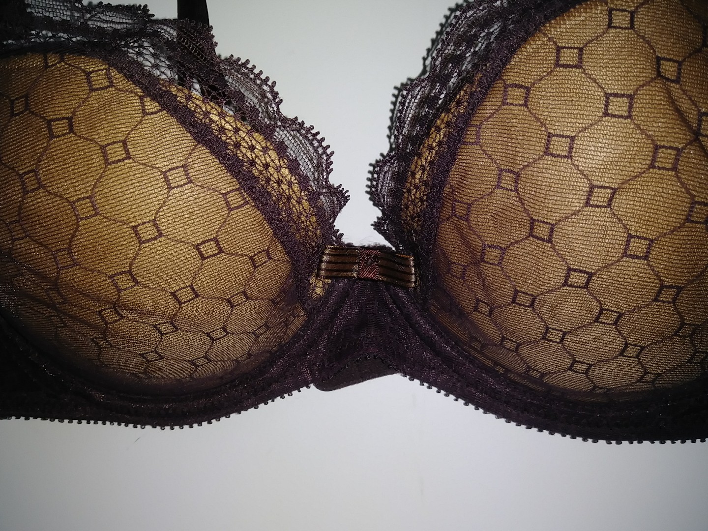CHANTELLE CHIC PUSH-UP PLUNGE UNDERWIRE REMOVABLE PADS BROWN SIZE 32-D STY#36460