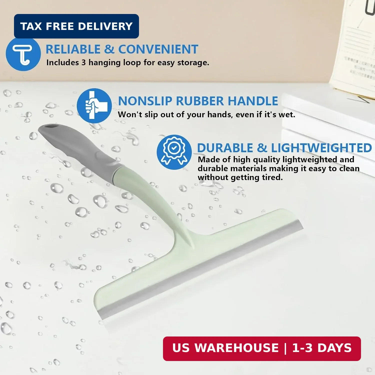 3 Pcs Shower Squeegee for Glass Doors, Car Window Squeegee, Streak-Free Mirror C