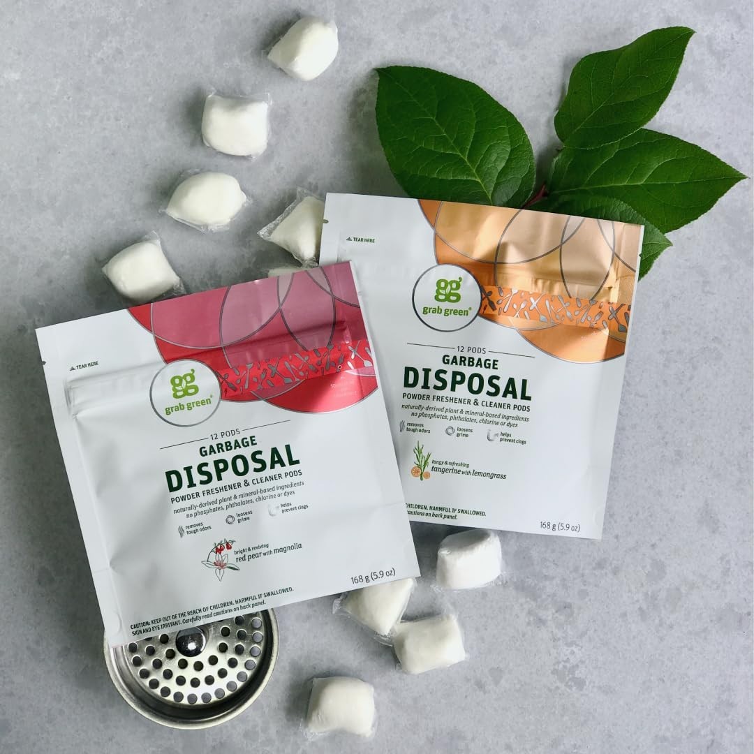 Garbage Disposal Cleaner Pods – 48 Count, Red Pear & Magnolia, Odor Removal, Gri