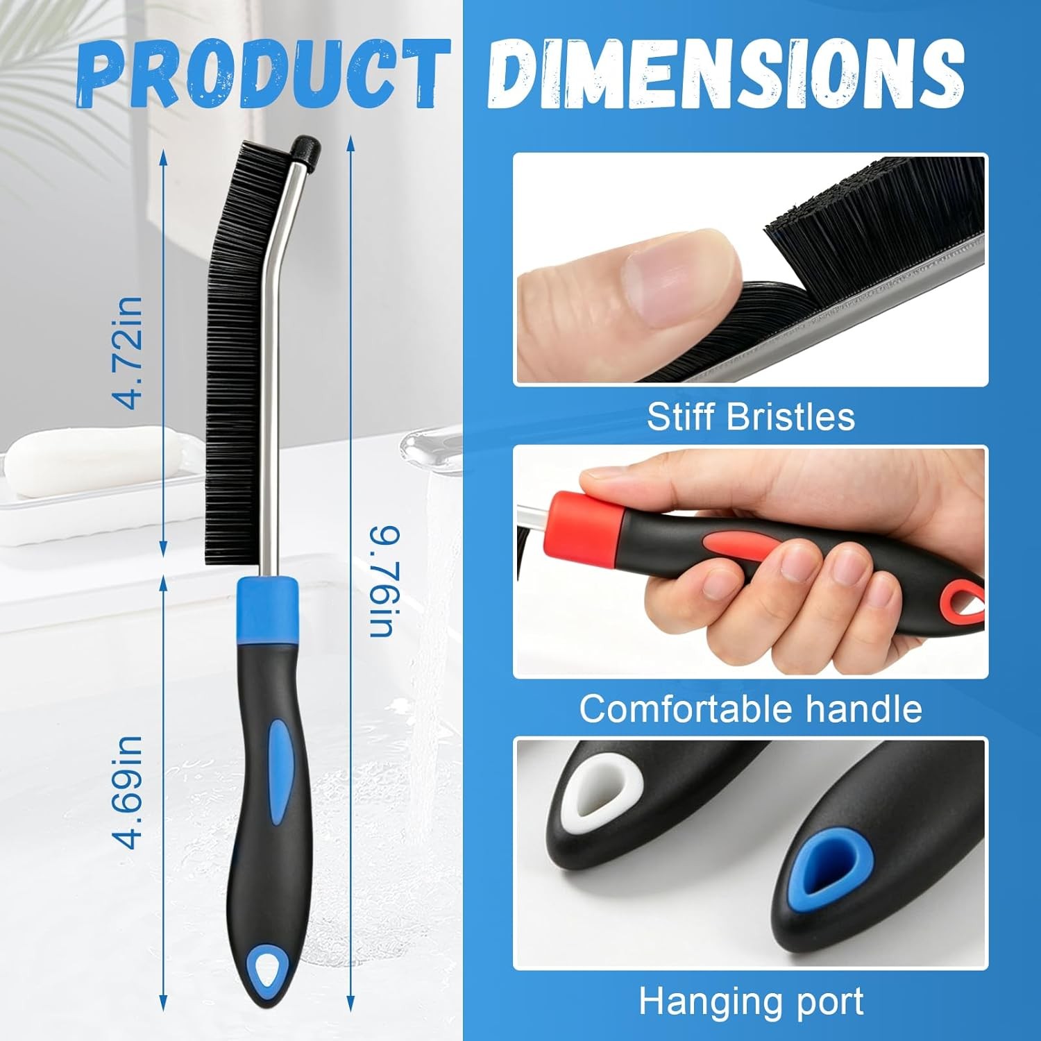 5 Colors Crevice Cleaning Brush Set Hard Bristle Cleaning Brush Gift for Her