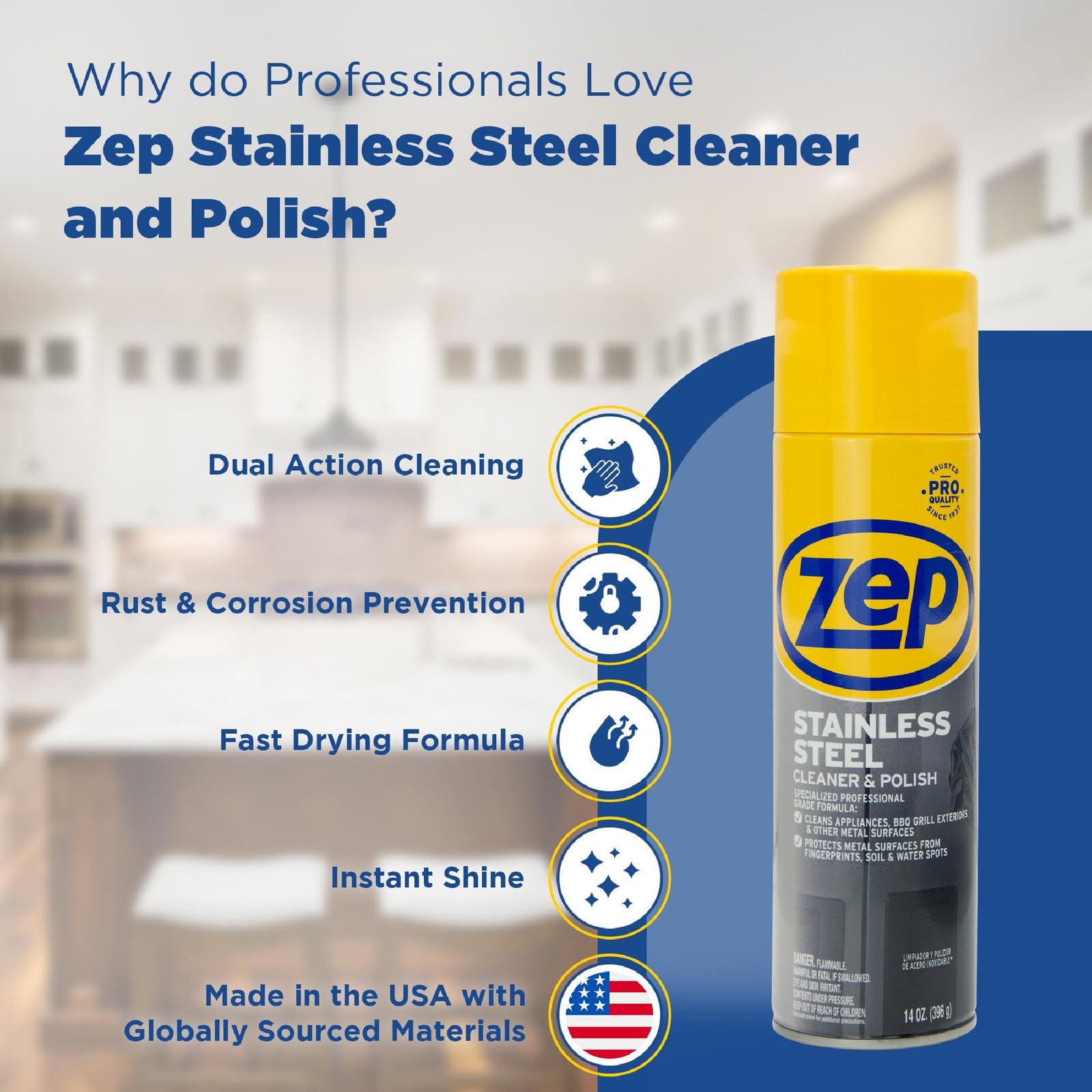 Zep Stainless Steel Cleaner and Polish 14 Ounces – ZUSSTL14 – Protects Metal Sur