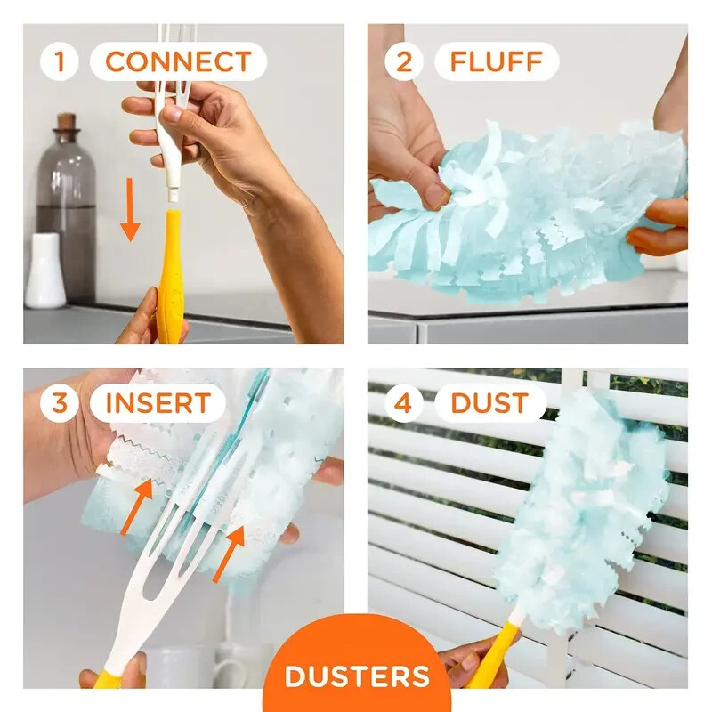 1set Electrostatic Dust Duster – Handheld Multipurpose Cleaning Brush Q