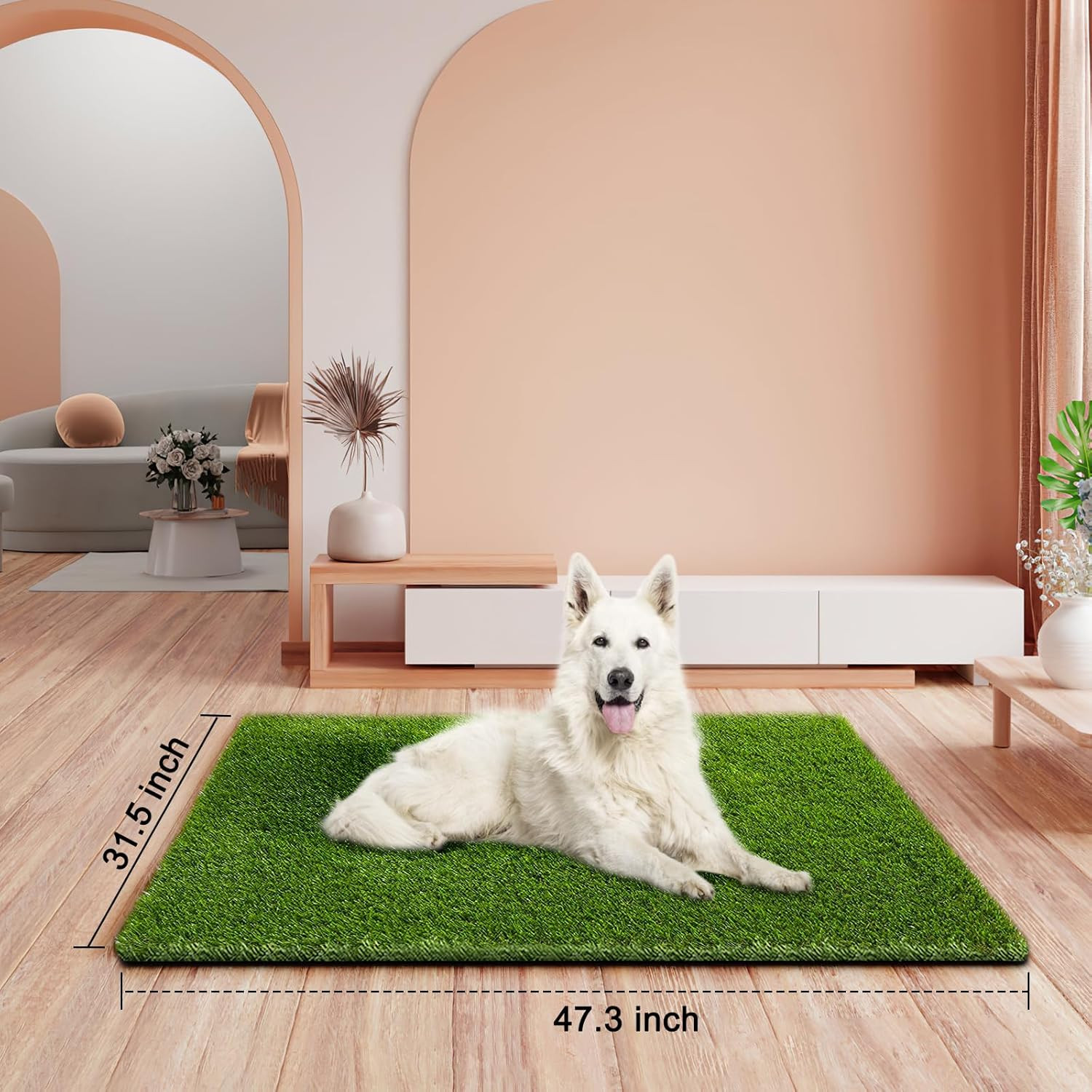 Artificial Grass Dog Potty Training Mat 47.3×31.5 in with Drainage Holes