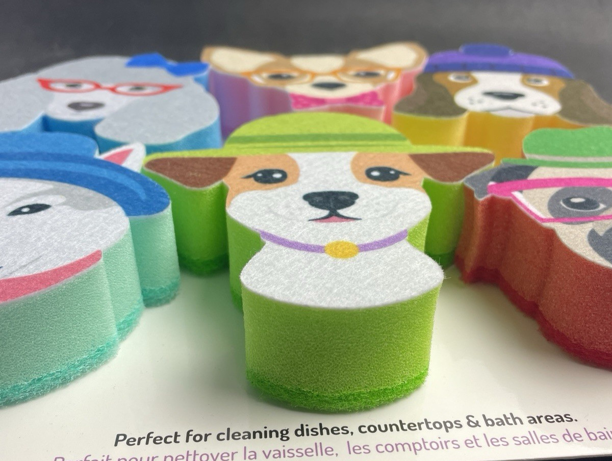 Kitchen Sponges 6 PACK DOG THEME Reusable Sponge Cute Funny Dogs NEW