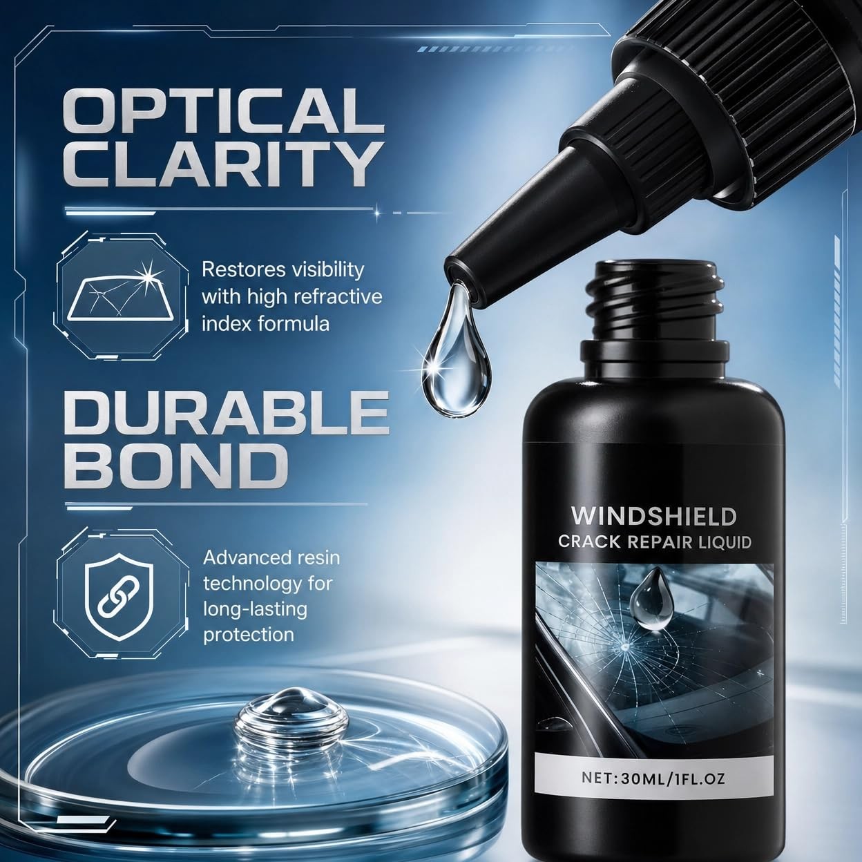 Windshield Crack Repair Kit Automotive Windshield DIY Resin Formula Fast Cure
