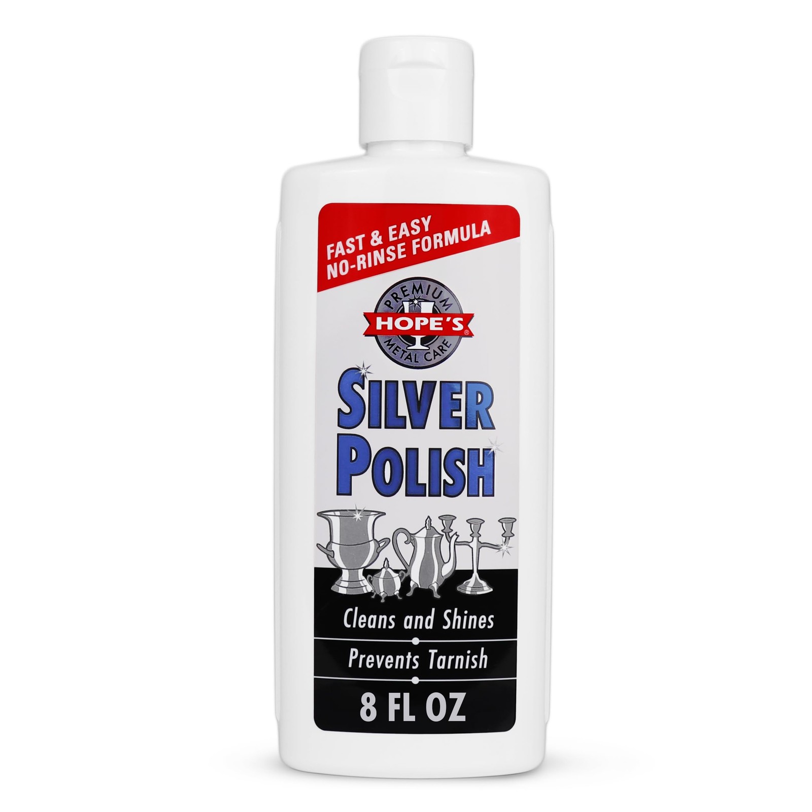 Silver Polish & Cleaner-Tarnish Remover, Odorless, Safe&Gentle, No-Rinse-8 Fl Oz