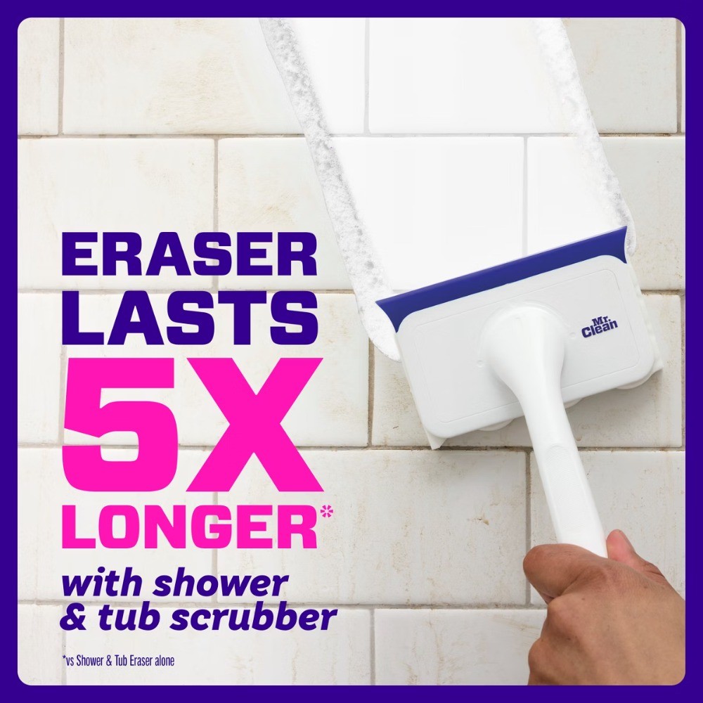 Mr. Clean Magic Eraser Scrubber Kit, Lavender, 1 Scrubber + 2 Erasers
