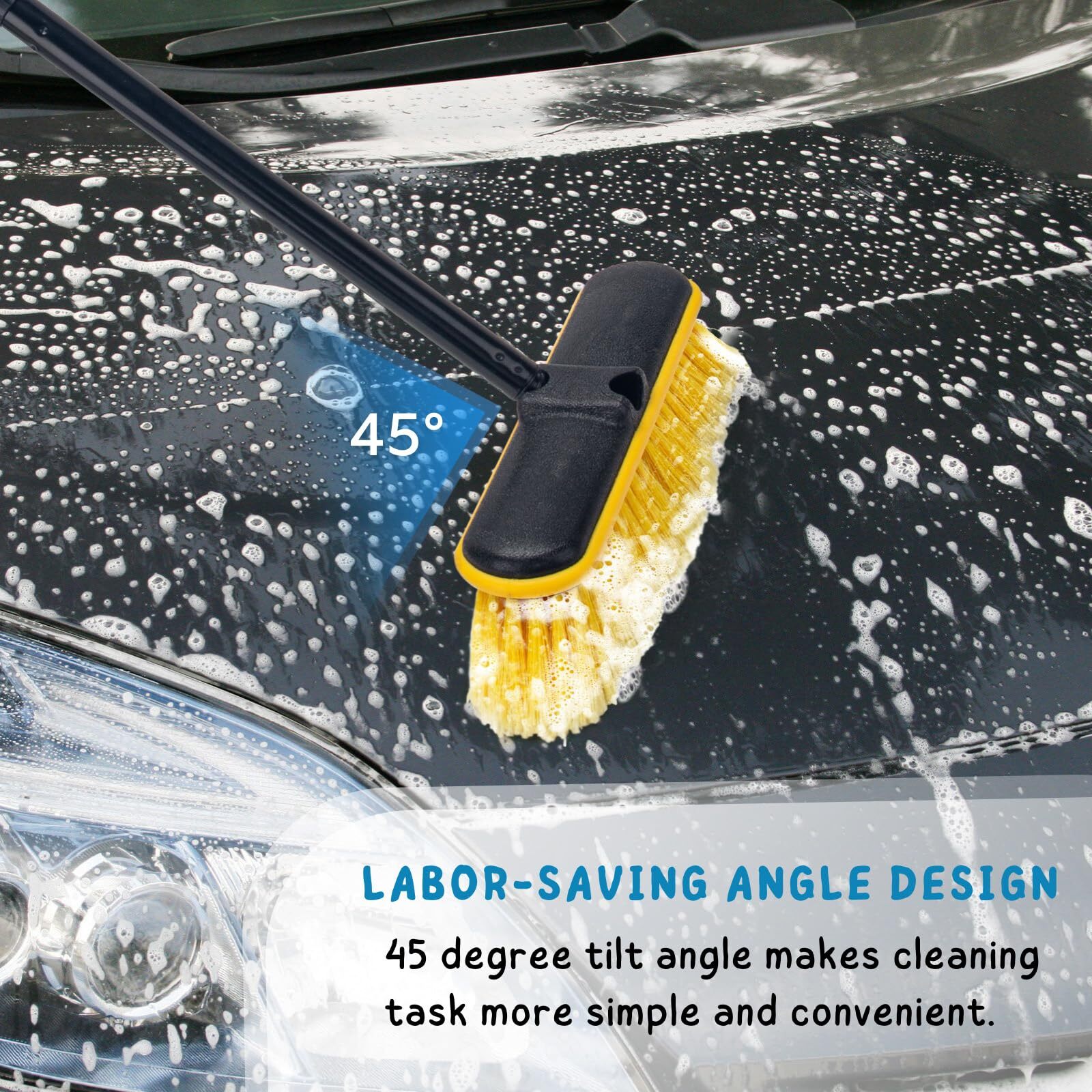 Car Wash Brush with Long Handle 55” Vehicles Exterior Washing Supplies Soft …