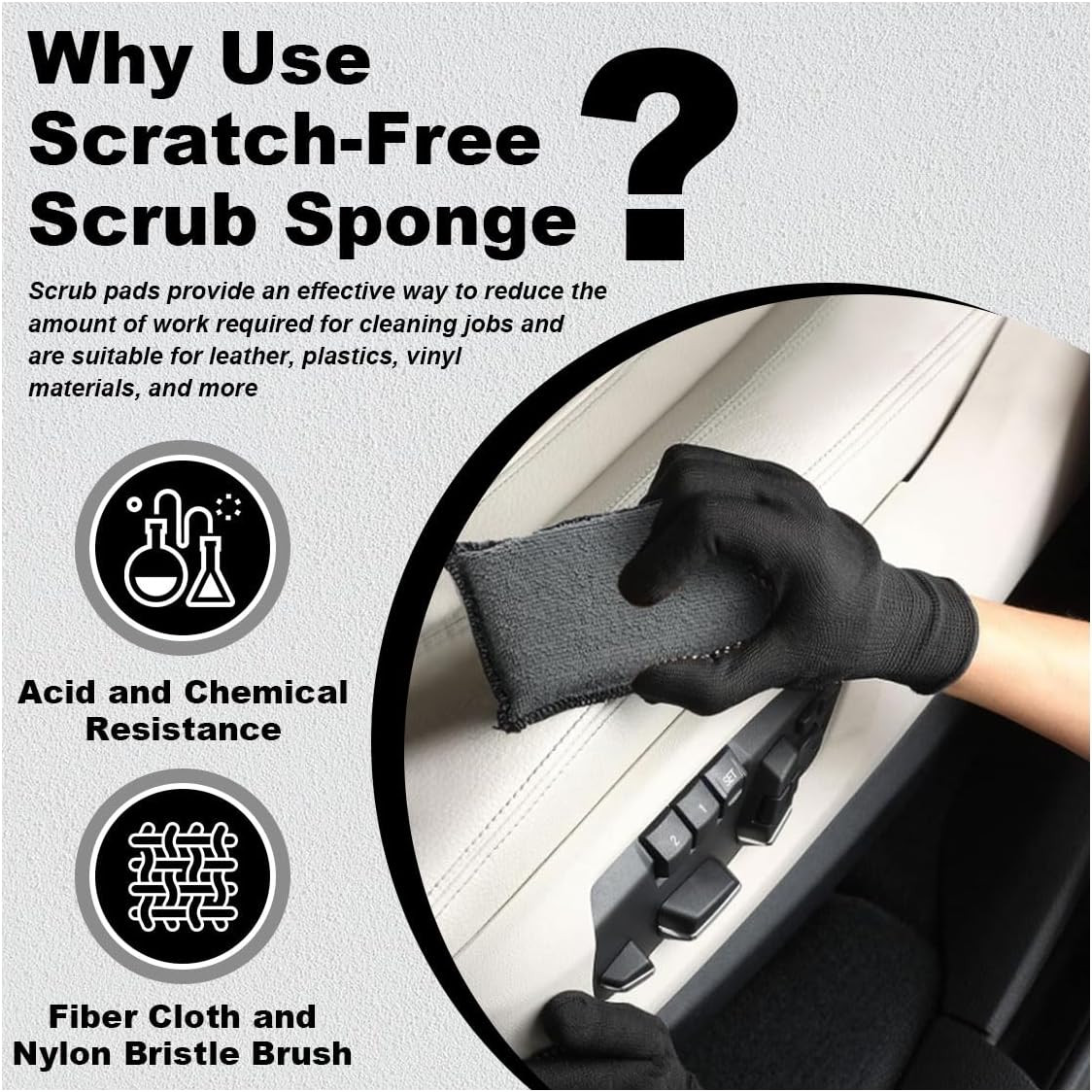 3PCS 5″×3″ Car Interior Scrubbing Sponges, Microfiber Car Wash Sponges, Auto Det