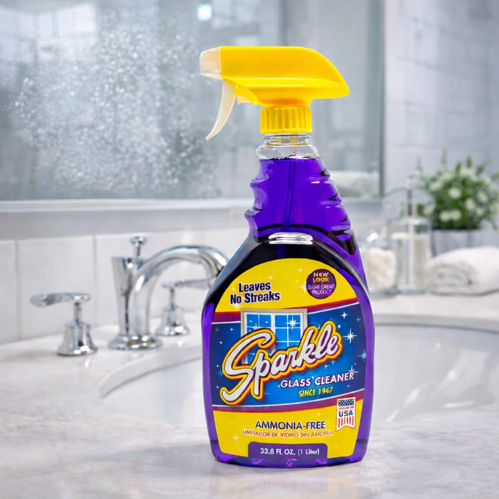 Glass Cleaner, Ammonia-Streak-Formula, 33.8 fl oz Spray Bottle, Safe for Wind…