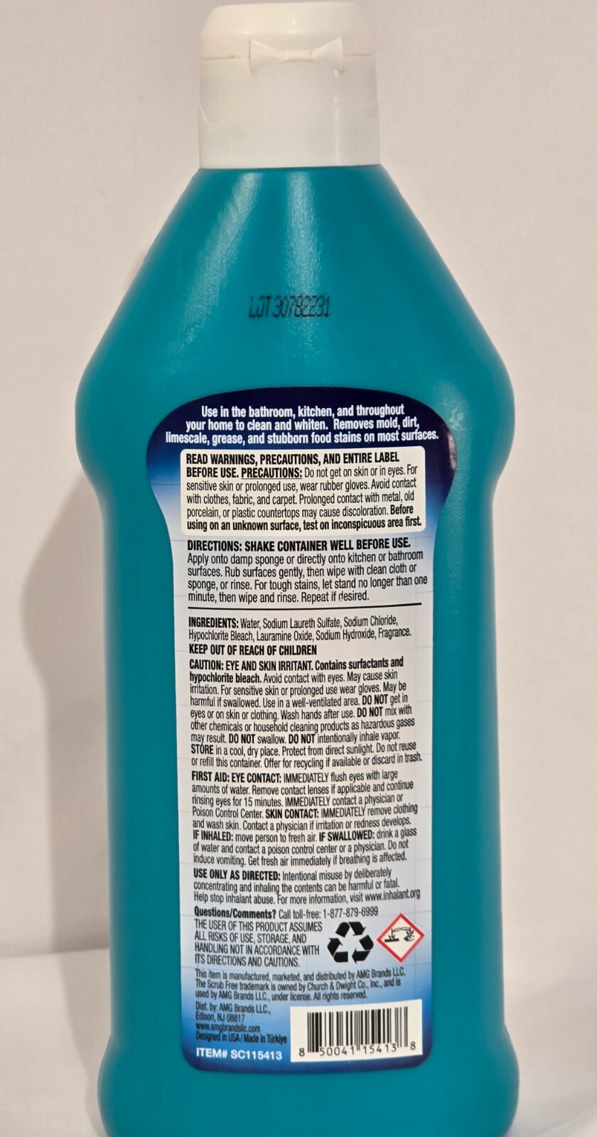 AMG Brands Scrub Free Gel Cleanser w/Bleach Kitchen, Bathroom Cleaner