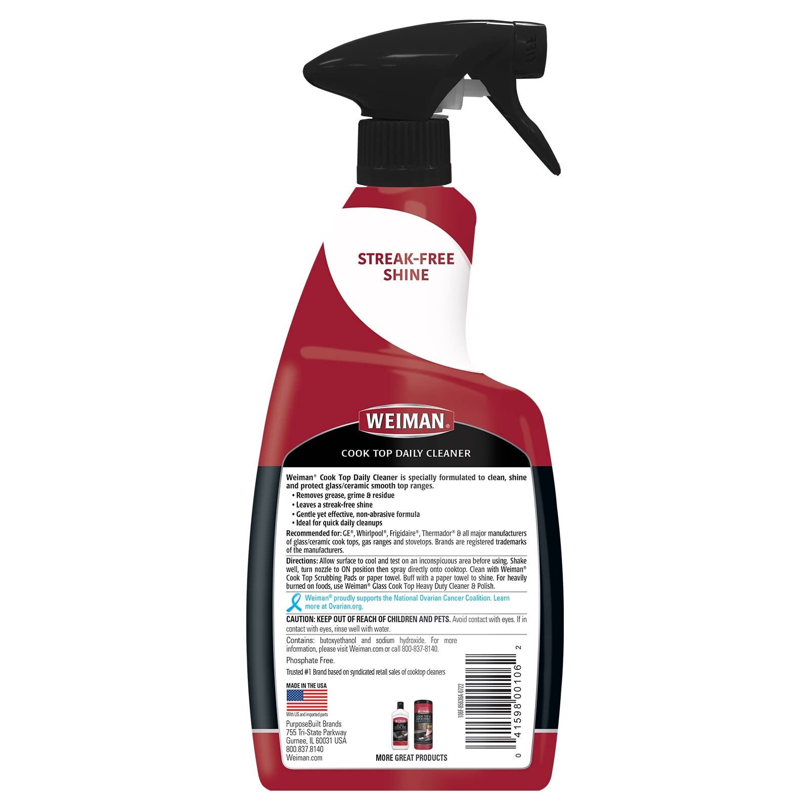 WEIMAN Stove Top Daily Cleaner Range Top Glass Ceramic Polish Shine Protect 22oz
