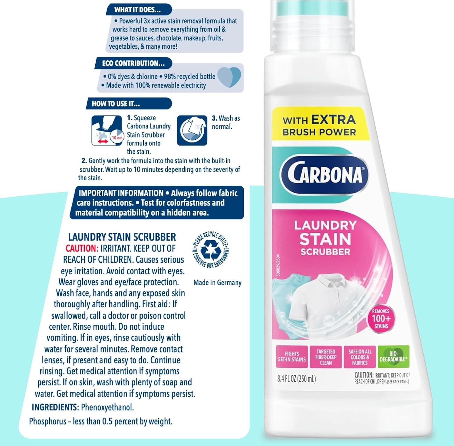 -Enzyme Laundry Stain Scrubber | 3 Pack Natural Stain Remover for All Fabrics