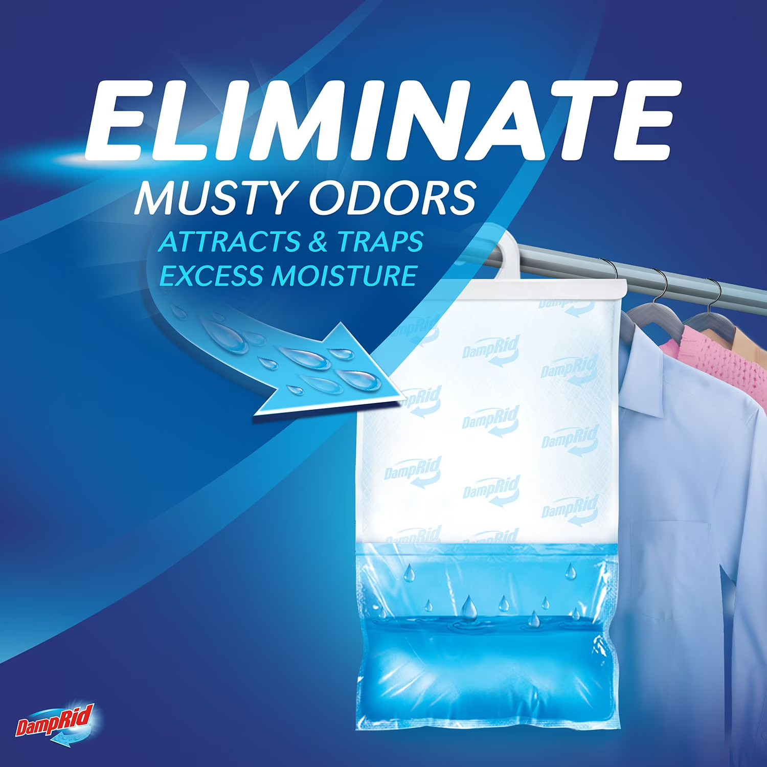 DampRid Max Moisture Absorber Hanging Bag, Fresh Scent, 4 Pack Mold Odor Control