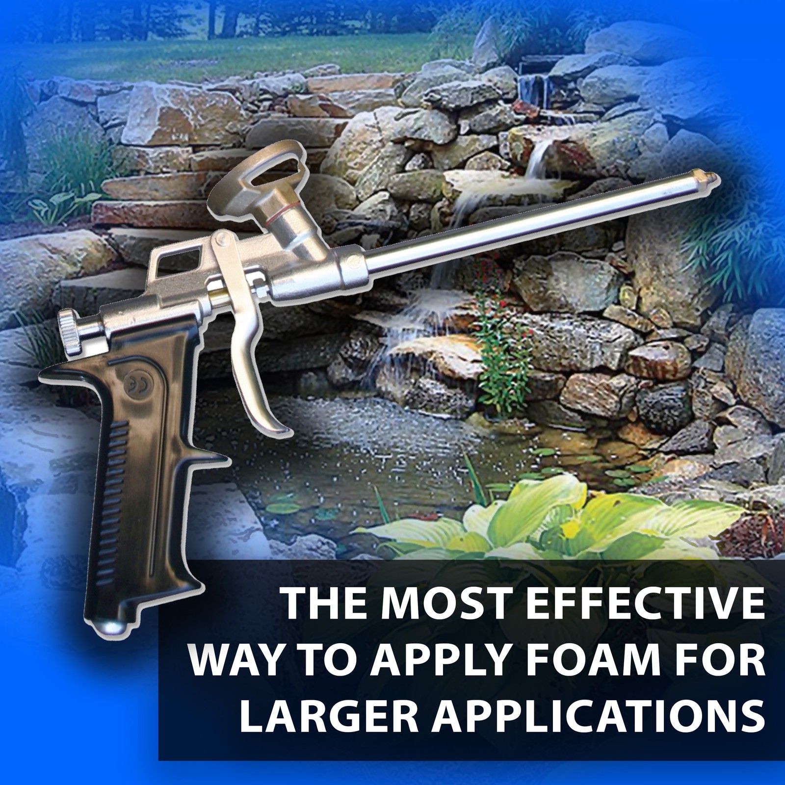 Home Waterfall Foam Kit – 3 Cans, Gun & Cleaner for Ponds & Rock Features