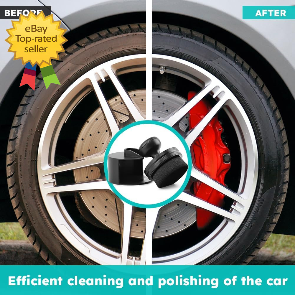 Auto Detail Brush Set 2 Pack Tire Shine Applicator High Density Car Wash Kit