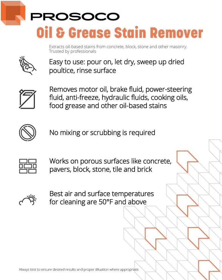 Oil & Grease Stain Remover 1 Gallon for Porous Surfaces Concrete Stone Tile