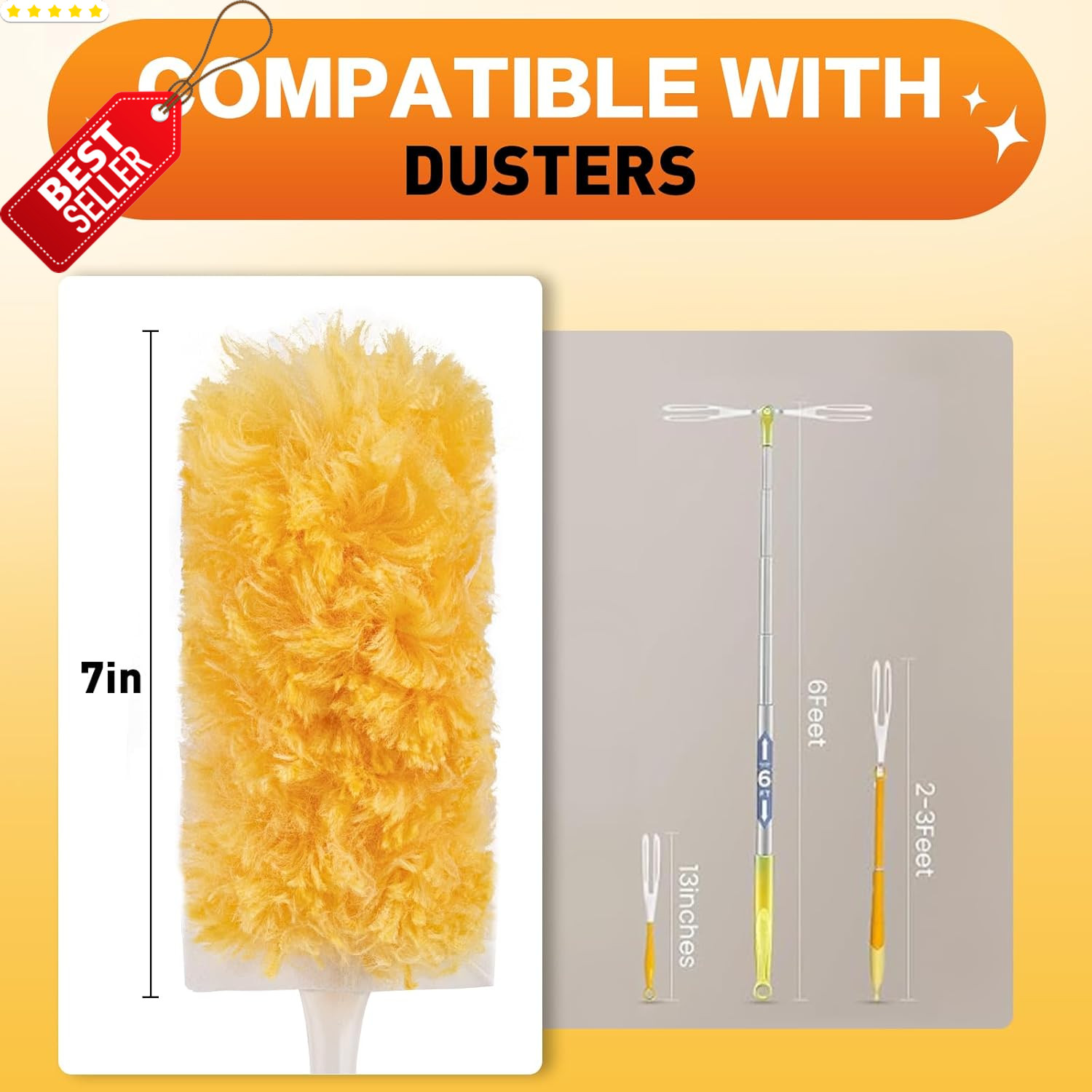 Heavy Duty Duster Refills 60ct 360 Dusting Kit with 3ft Extension Handle – US