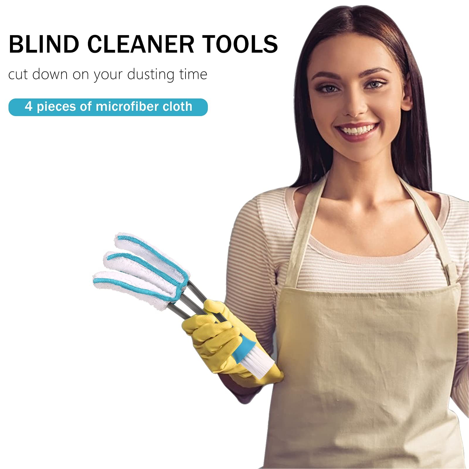 Blind Duster Window Cleaner Duster Brush With 5 Microfiber Sleeves Cleaning Tool