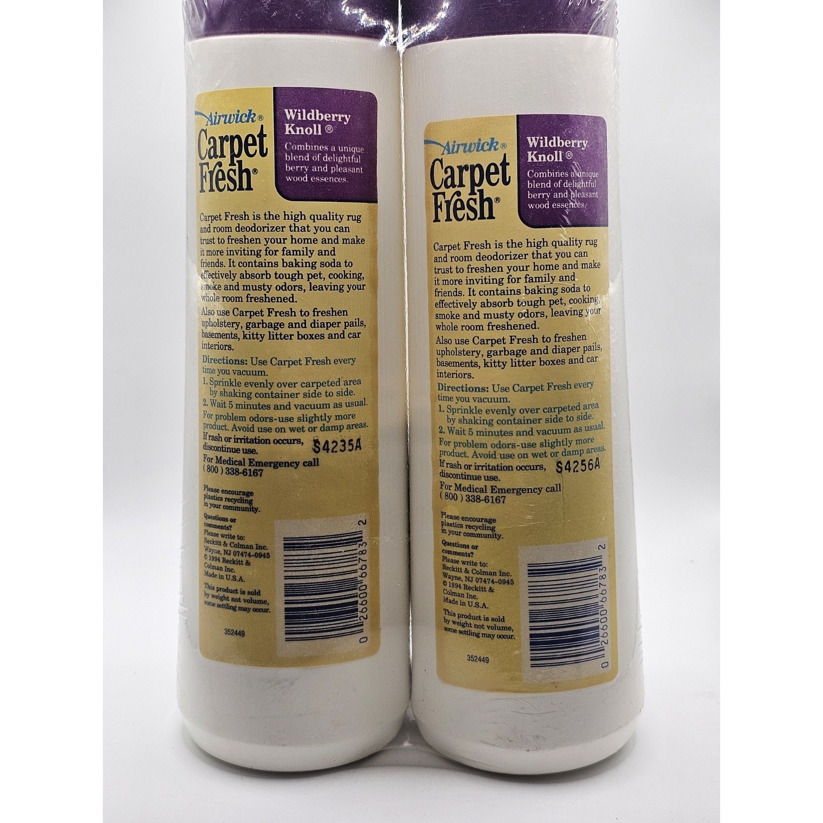 2 Pack Vintage 1994 Airwick Carpet Fresh Deodorizer Wildberry Knoll Sealed 26oz