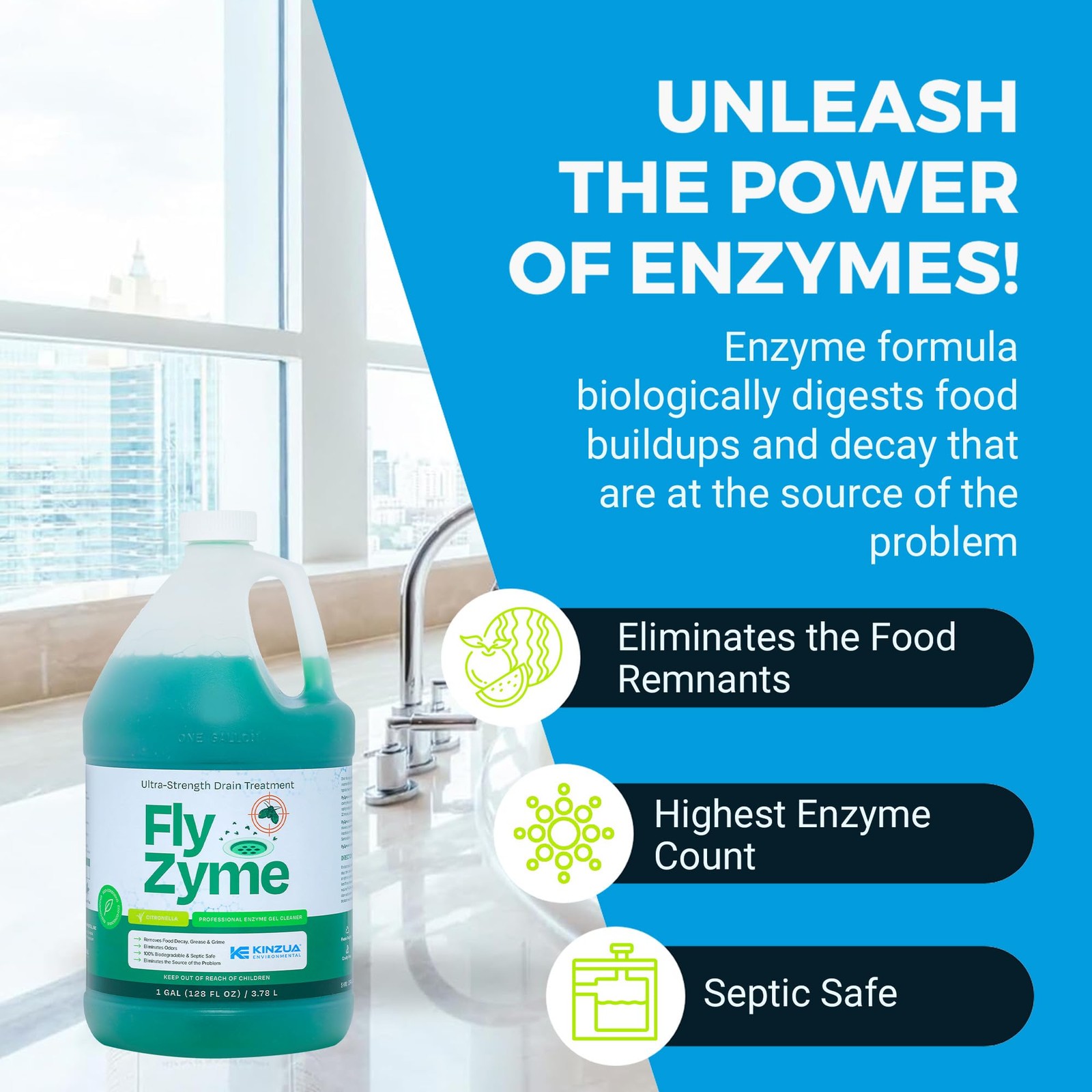 Enzyme Drain Cleaner Highly Concentrated Citronella Scented Organic 1 Gallon