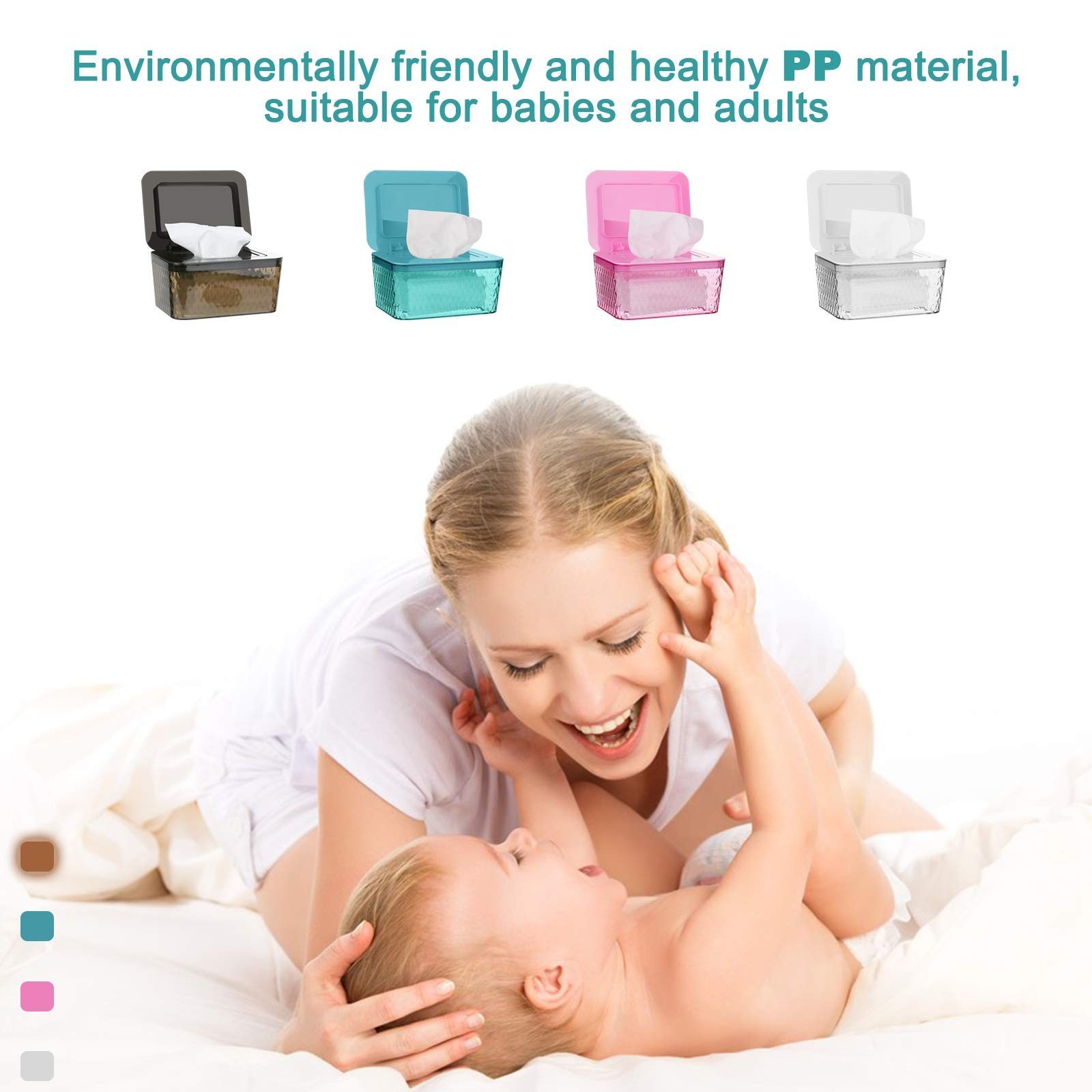 One-Handed Wipes Dispenser Holder for Baby & Adult, Seal Design, 2 Pack Brown