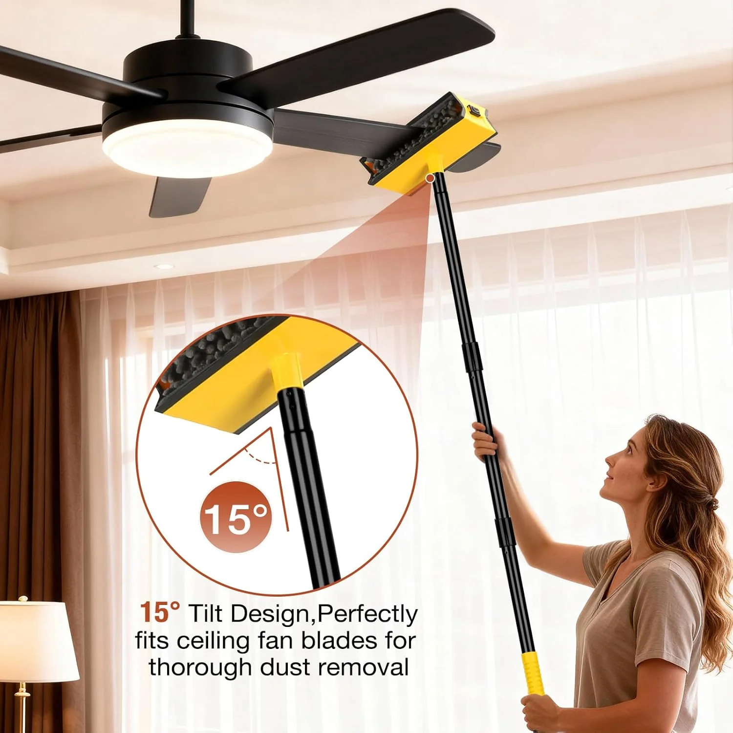 Ceiling Fan Cleaner Duster for Blades with Extension Pole 3Ft,Fan Blade Cleaning