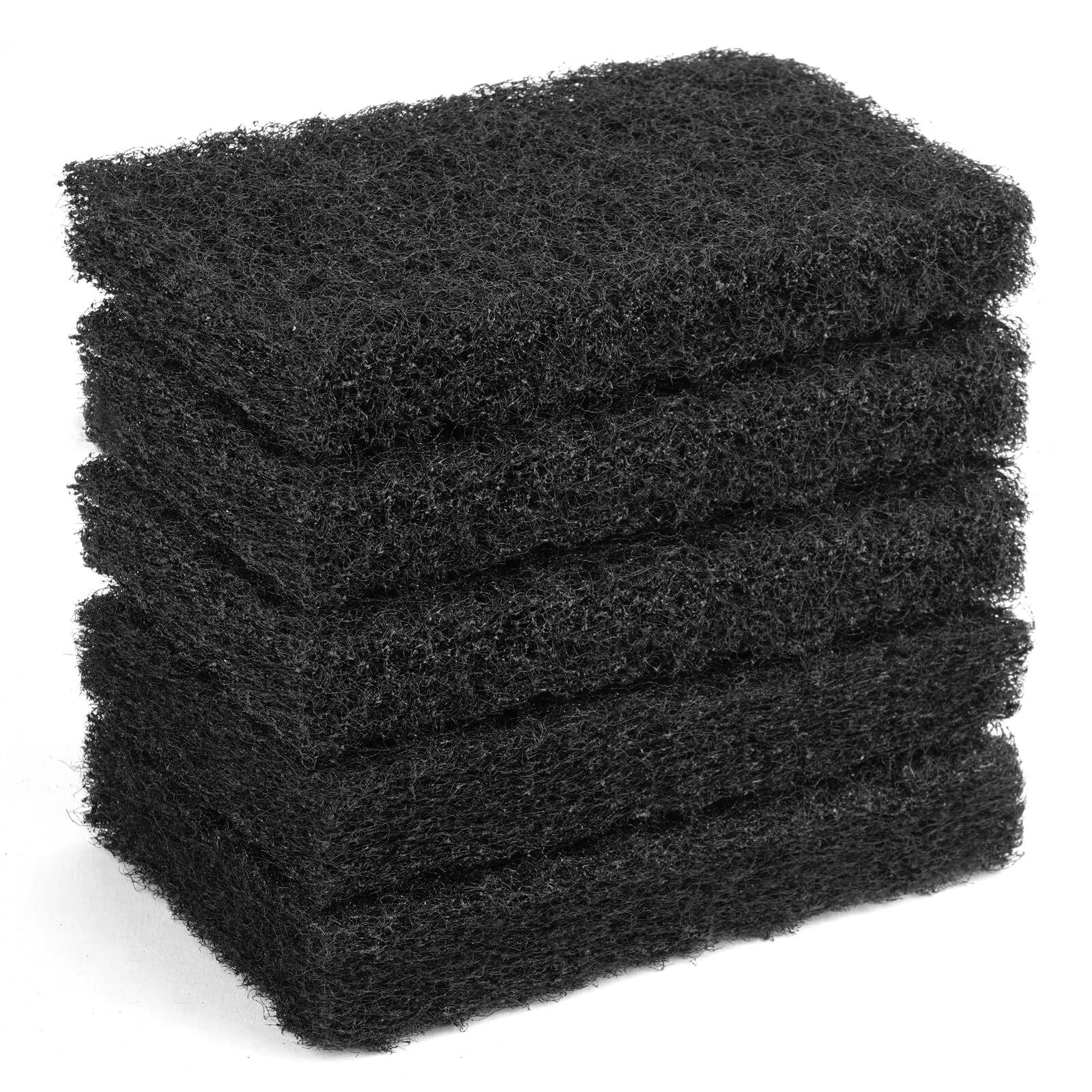 Heavy Duty Nylon Scour Pads Scrubber Black 5 Pack 6 * 3.5 Inch