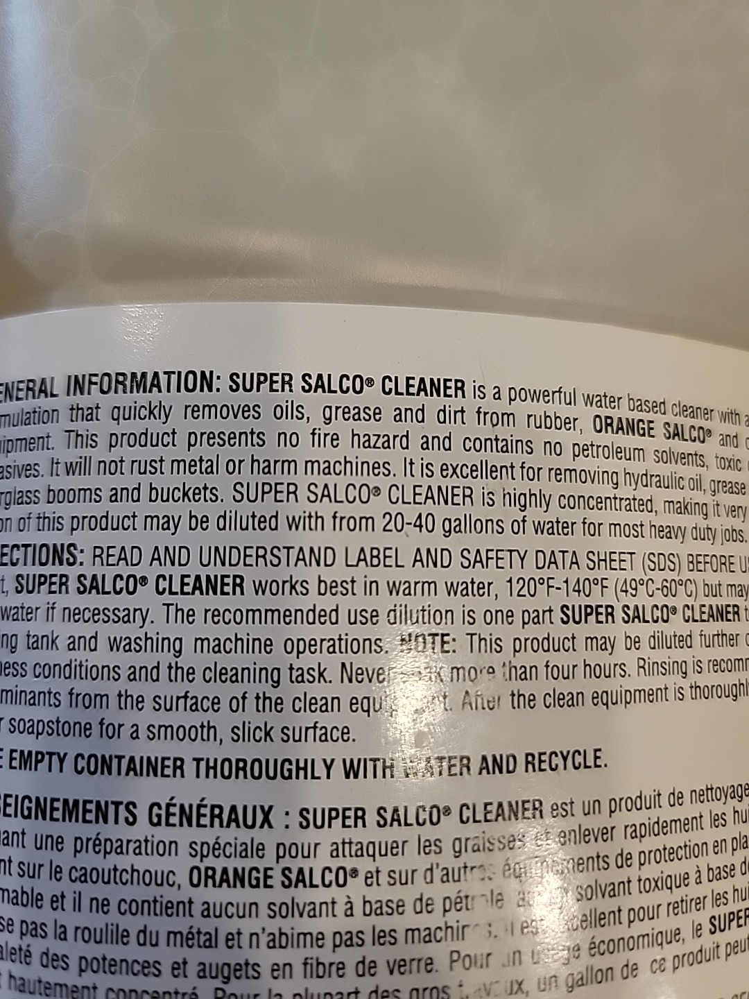 Salisbury Super Salco Industrial Concentrate Cleaner Degreaser Makes 40 Gallons