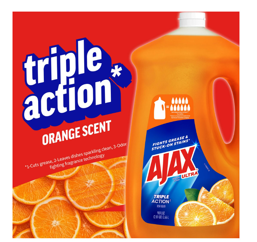 2 pack Ajax Ultra Triple Action, Dishwashing Liquid Dish Soap, Orange 90 fl oz