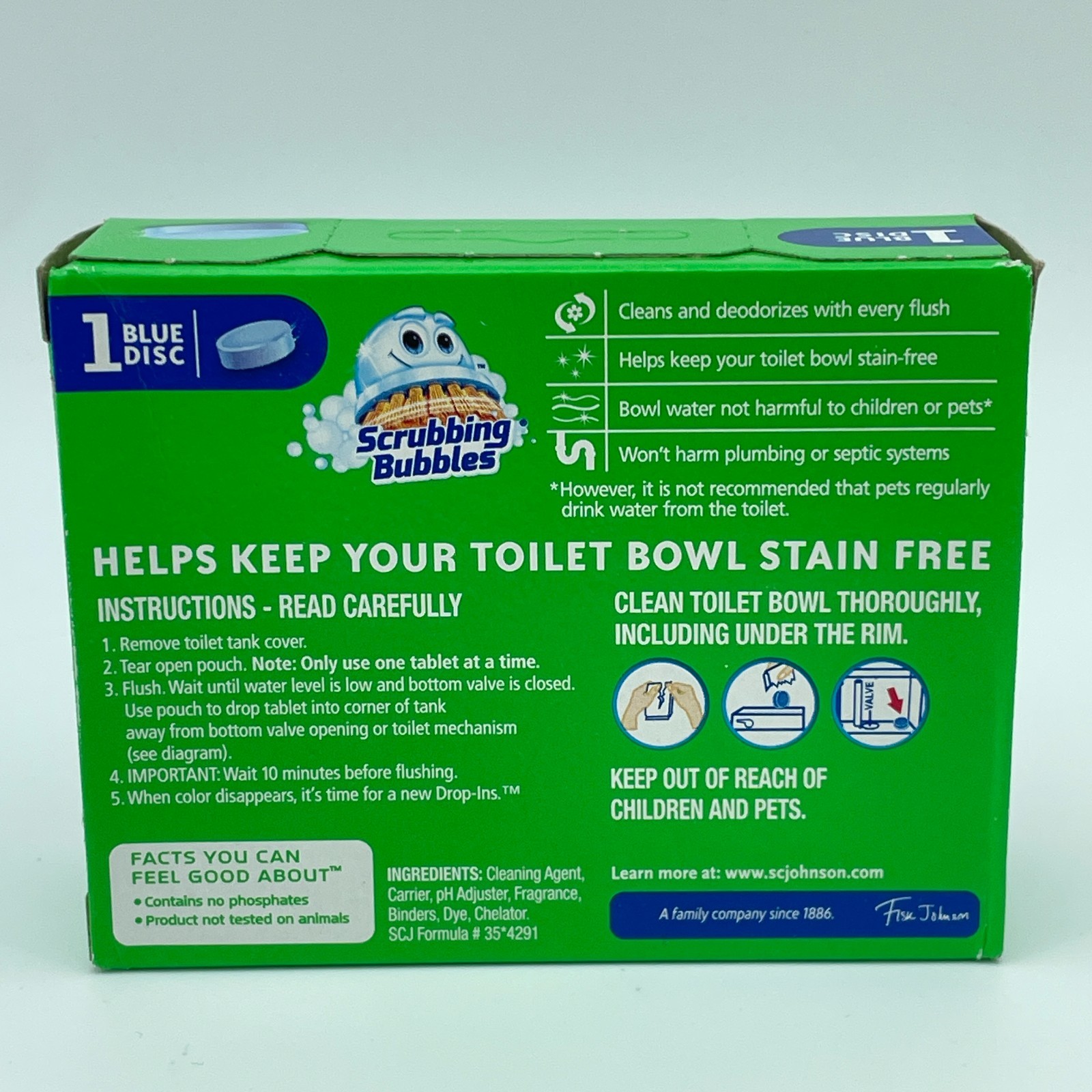 SCRUBBING BUBBLES Vanish Drop Ins Toilet Cleaner Tablets 12 Blue Discs NEW